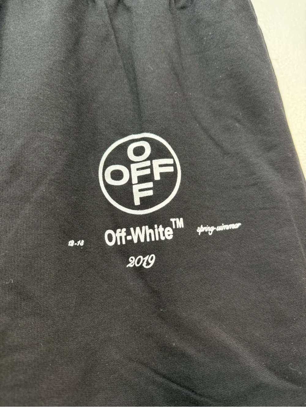 Off-White Black Athletic Shorts with Pink Graphic '99' image 7
